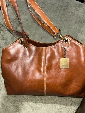Nine West Cognac Leather Shoulder Tote